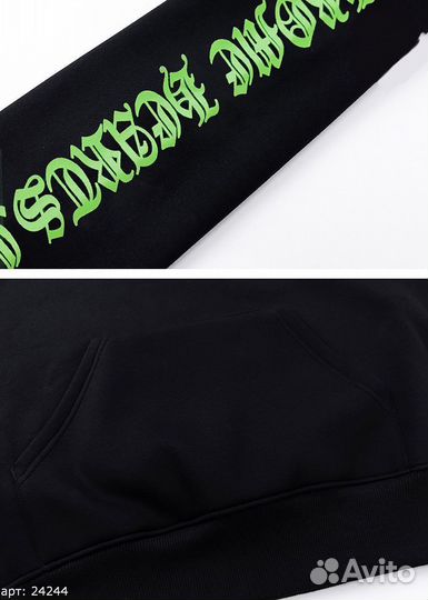 Зип худи Chrome Hearts green logo