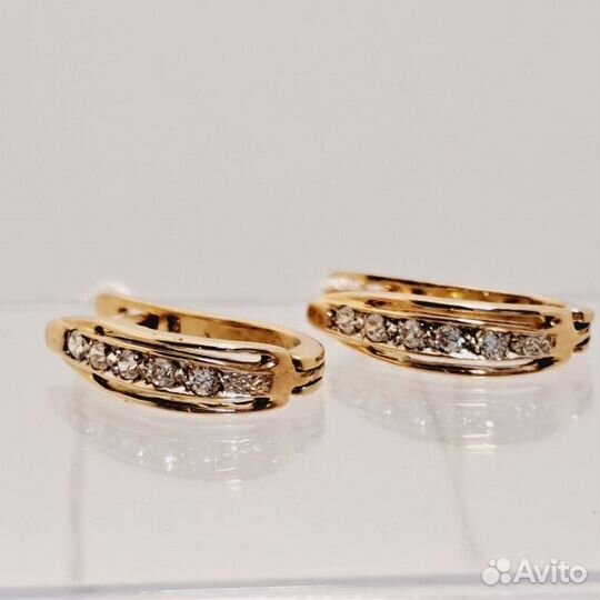 Золотые серьги с фианитом