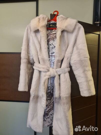 Шуба кролик с отделкой норка