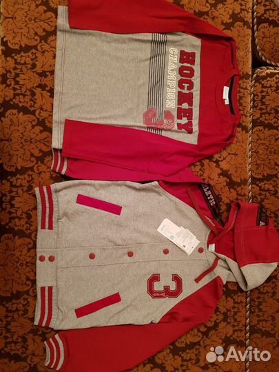 Новые бомбер +толстовка 134-140д/м