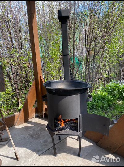 Казан чугунный 12 литров с печкой