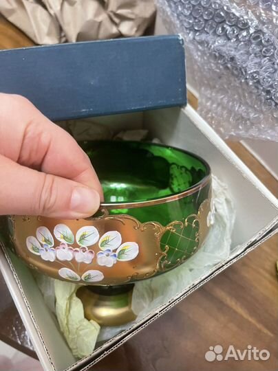 Bohemia конфетница, лепка зеленая