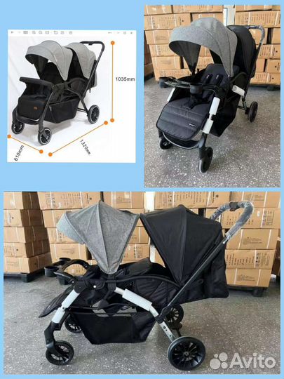 Коляска для двойняшек Luxmom 3102 новые доставка