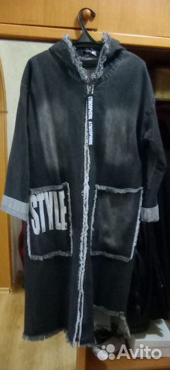 Джинсовый удлиненный тренч