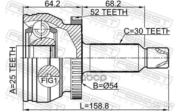 Шрус внешний перед прав лев Febest 2210-XM12A52