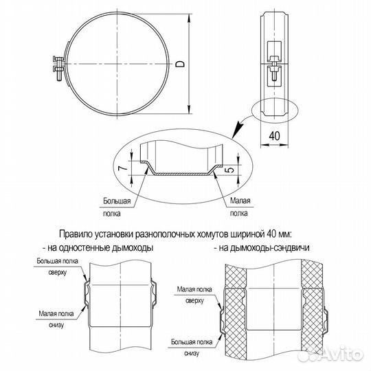 Хомут обжимной ferrum (430/0,5 мм) Ф180