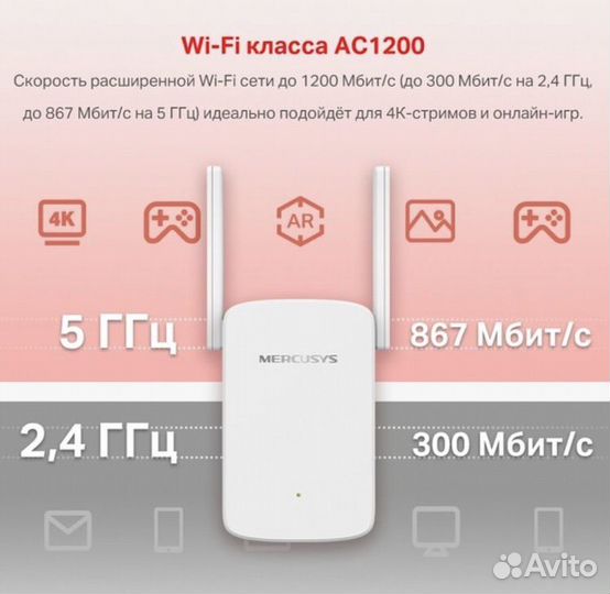 Усилитель WI-FI сигнала Mercusys ME30 AC1200