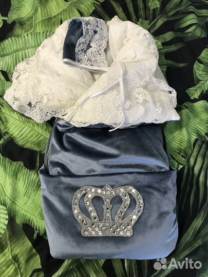 Конверт одеяло на выписку зимний + плед в подарок