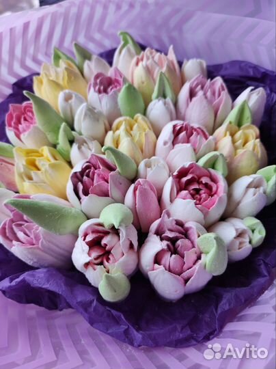 Букет тюльпанов из зефира. Съедобный букет