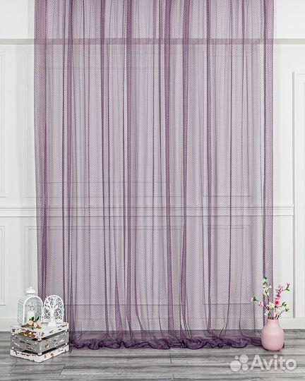 Тюль Авалон фиолет готовый на окна пошив