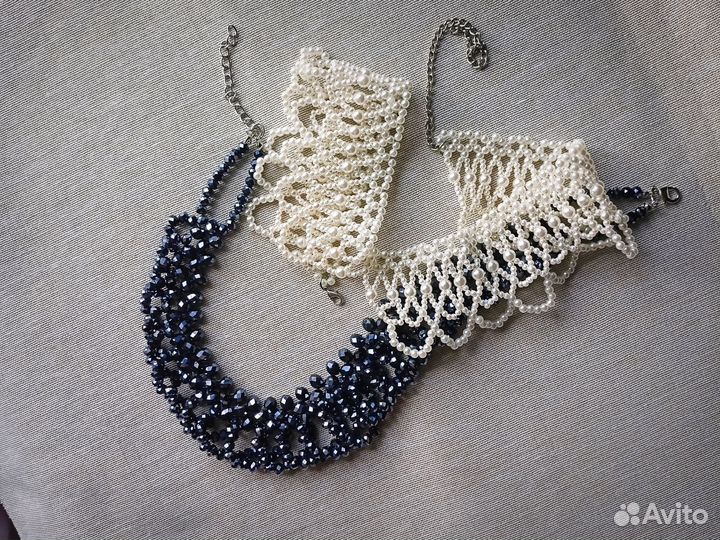 Воротник колье ожерелье из бисера кружевной