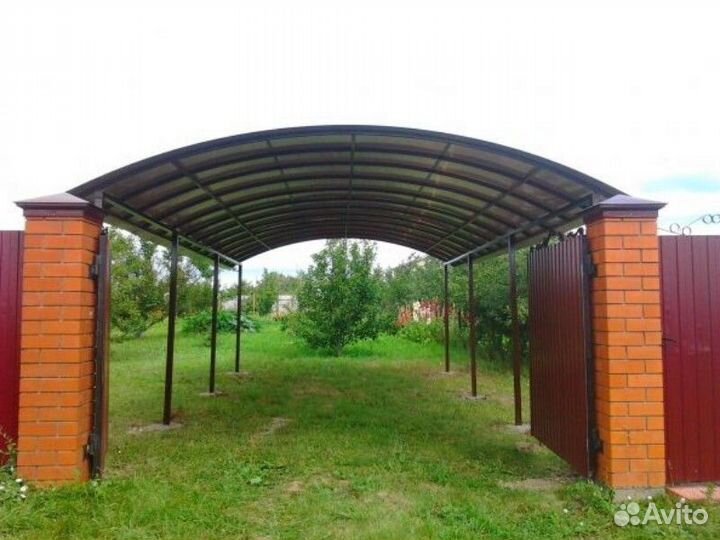Навес для машины из металлочерепицы
