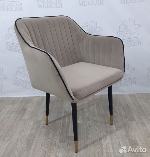 Стулья Моди в велюре серого цвета с черным кантом