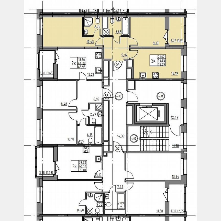 2-к. квартира, 48,7 м², 4/12 эт.