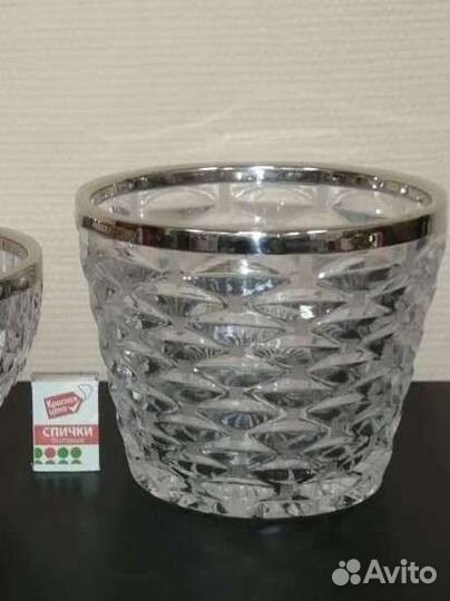 Ваза с ободком, ведро для льда, СССР хрусталь