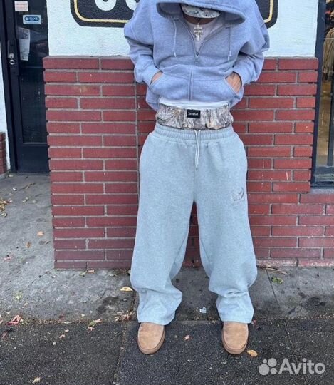 Штаны серые широкие y2k
