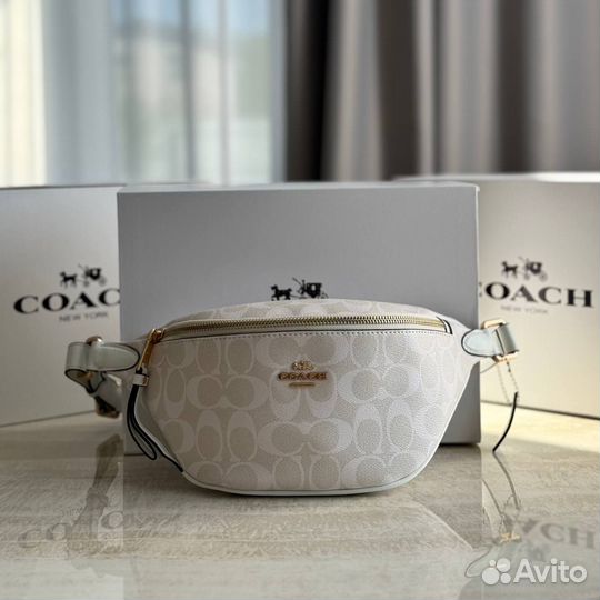 Сумка поясная Coach натуральная кожа 5 цветов