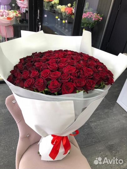 Высокие розы. 101 роза 90см