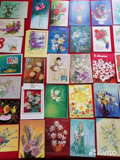 Открытки СССР к 8 Марта 70, 80 и 90 гг. Чистые