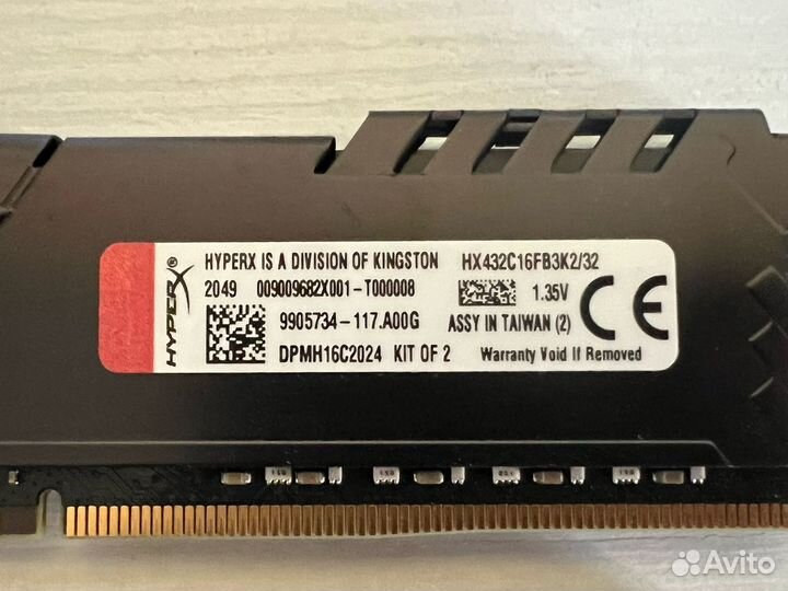 Kingston HyperX fury 16 гб, ddr4, 3200 мгц
