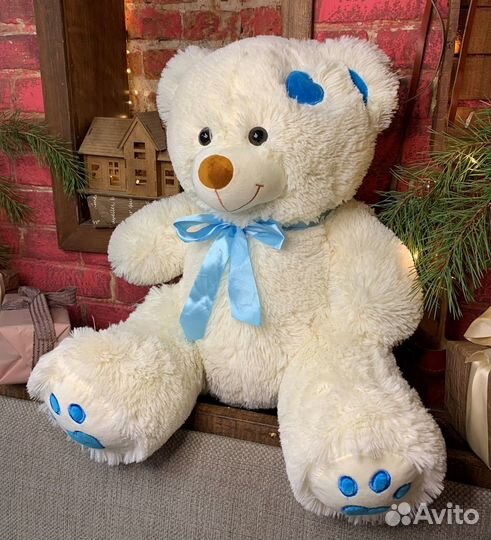 Мишка плюшевый белый для влюблённых большой 90 см