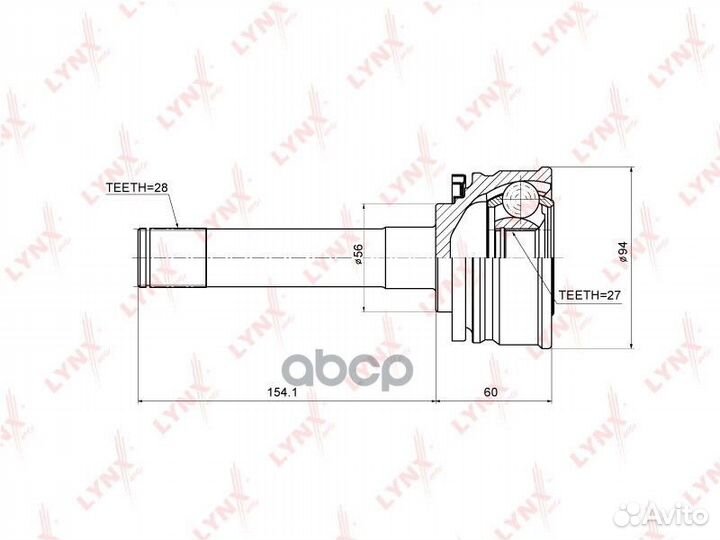 Шрус наружный перед прав/лев CO5506 lynxauto