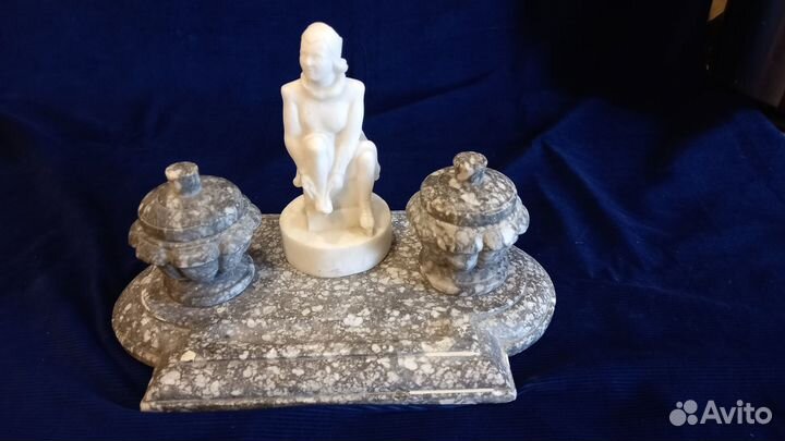 Прибор Письменный Девушка Фигуристка Мрамор СССР