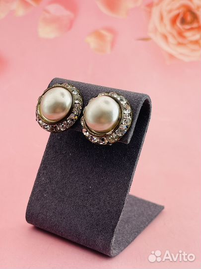 Винтажные клипсы жемчужина в обрамлении. США. А