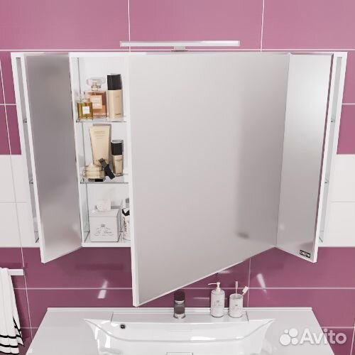 Зеркало-шкаф санта Стандарт 120 фацет, свет