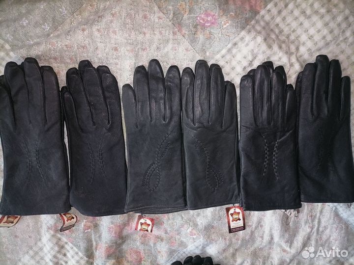Перчатки кожаные новые женские, чёрные