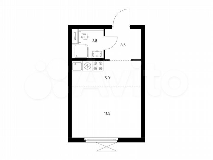 Квартира-студия, 23,5 м², 18/33 эт.