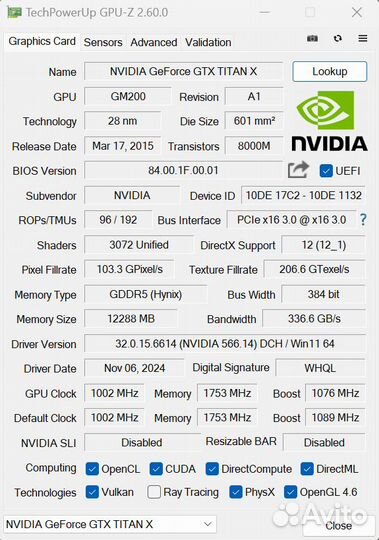 Видеокарта nvidia GeForce GTX titan X