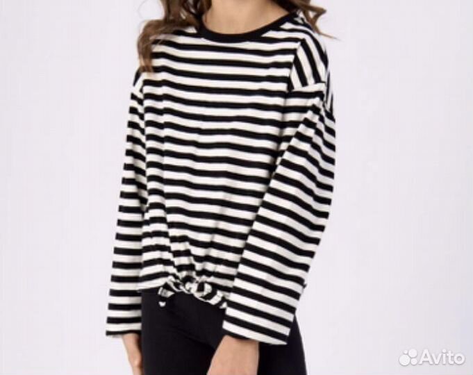Топ — лонгслив H&M (новый) леопардовый, в полоску