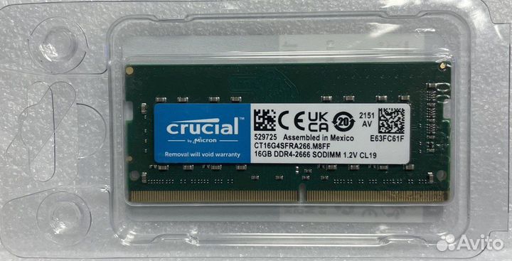 16GB Crucial CT16G4sfra266 DDR4 2666MHz sodimm