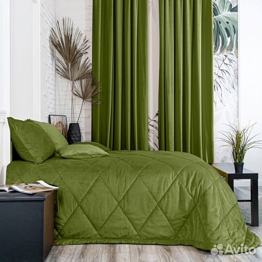 Покрывало Беллиссимо оливковый новое бархат