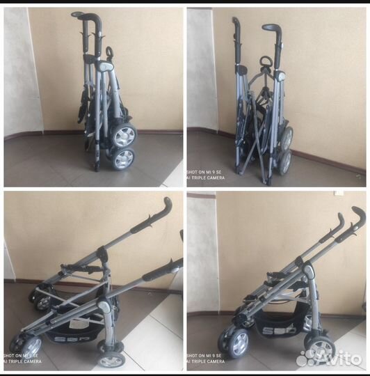 Детская коляска 2 в 1, с двумя шасси, эко-кожа