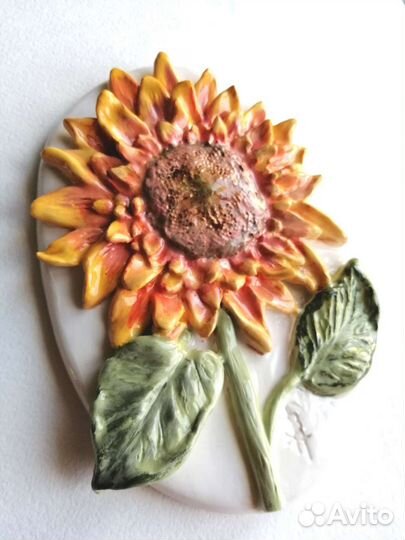 Панно на кухню. Подсолнух. Авторская керамика