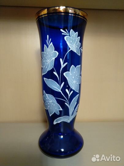 Вазы, цветное стекло, фарфор, роспись винтаж, СССР