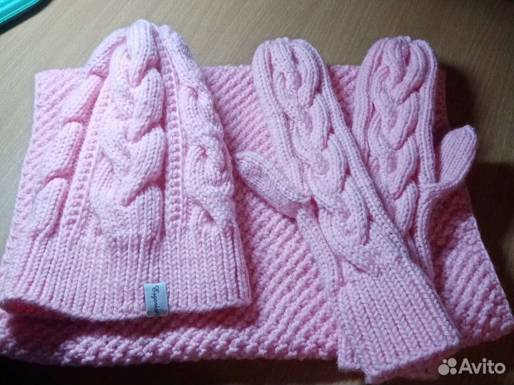 Комплект шапка и снуд и варежки