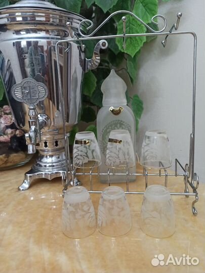 Бутылка штоф с о стопками crisso hand cut U.S.S.R