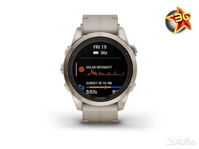 Часы Garmin Fenix 7S Pro Sapphire Solar Soft Gold Limestone Leather