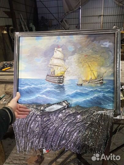 Живопись в кованой раме Бриг 