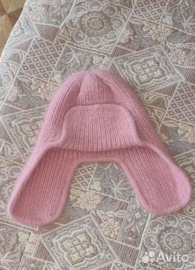 Шапка ушанка женская вязаная