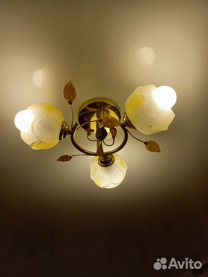 Люстра потолочная + бра подвесная бу
