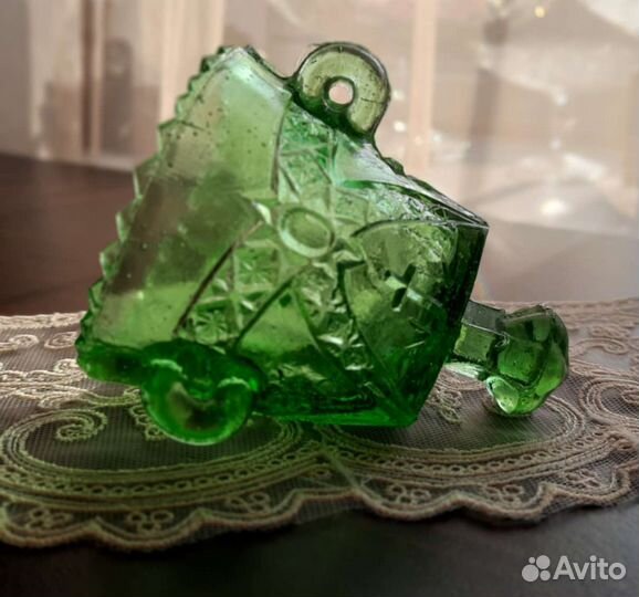 Лампадка старинное изумрудное стекло