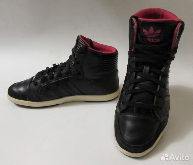 Adidas Кроссовки р.37-37,5/23,5см.Черные.Кожа.Отли