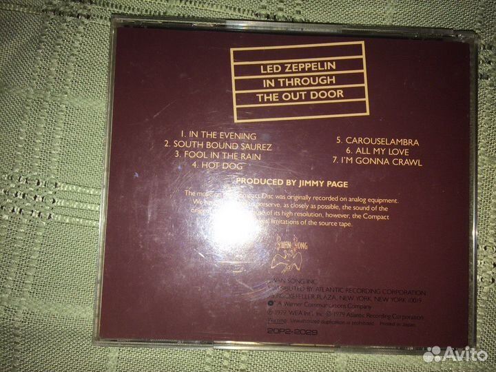CD Led Zeppelin. In through the out door. Japan