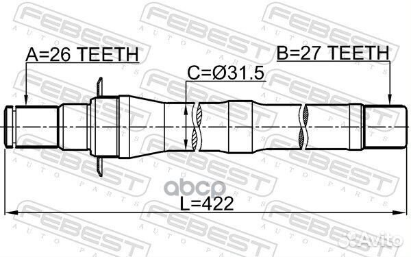 Полуось перед прав hyundai IX35/tucson 10MY