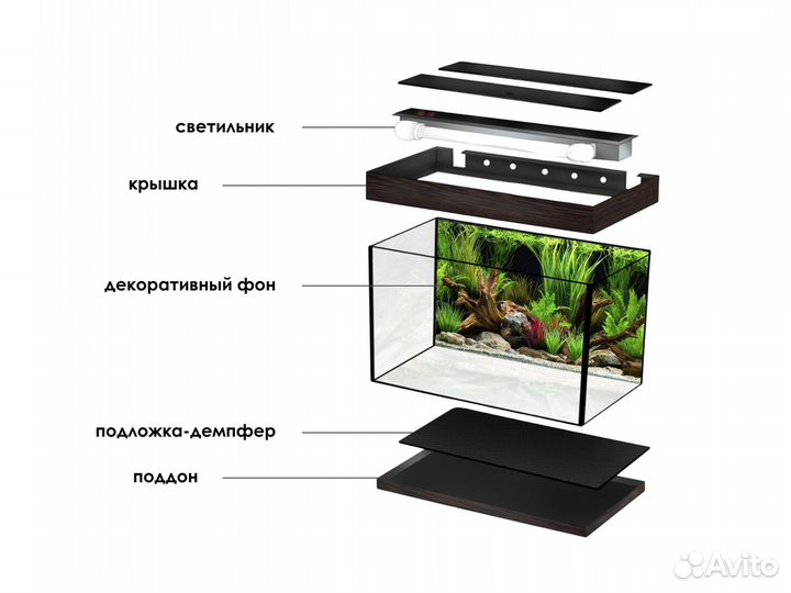 Аквариум 260 литров с тумбой и LED-освещением