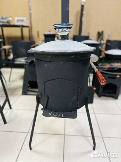 Казан чугунный 10 литров + печь+шумовка +соусница